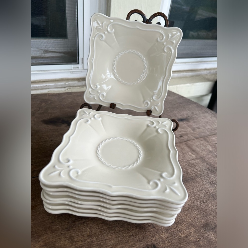 Lenox Butler's Pantry Patisserie SAUCER 6" Square Plate Fleur de Lis - EUC